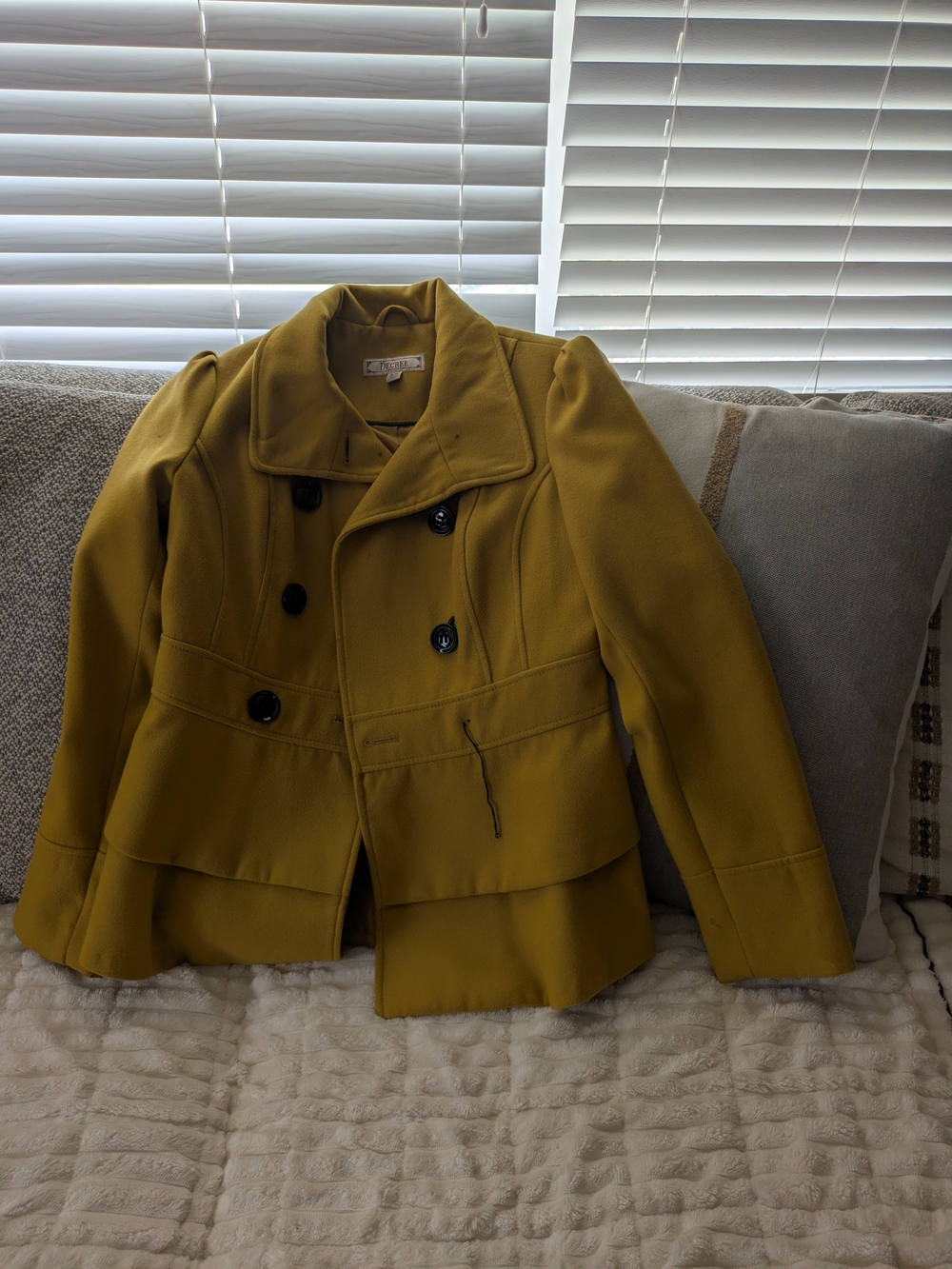 Women's Double-Breasted Mustard Peacoat Jacket